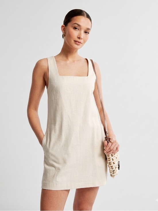 Abercrombie & Fitch Dresses & Skirts - Abercrombie & Fitch Cream Square-Neck Linen Mini